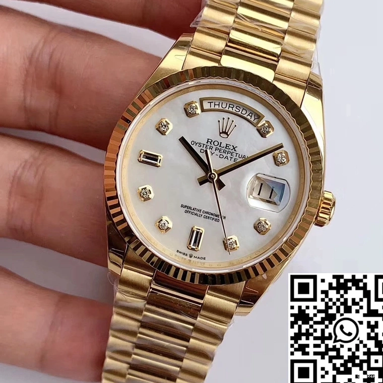 EW M128238 White Scale Rolex Factory Dial Day-Date Diamond Time 0417